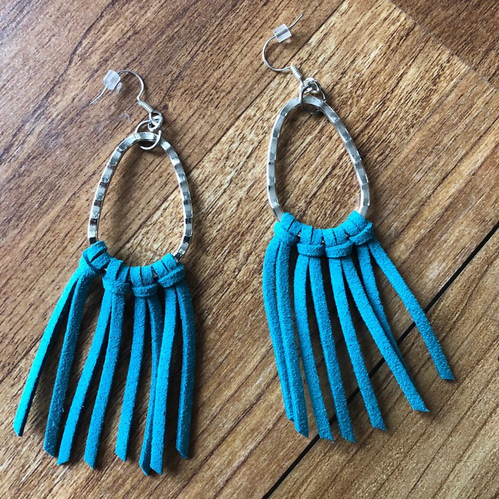 Handmade Leather Fringe Earrings